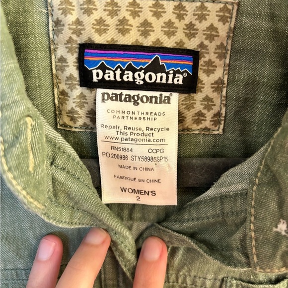Patagonia Green Button-Up Cotton Dress - Picture 4 of 6